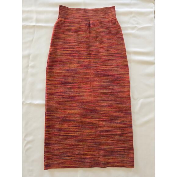 Anthropologie X Maeve Orange Space Dye Knit Midi Skirt Size Small - Picture 2 of 4